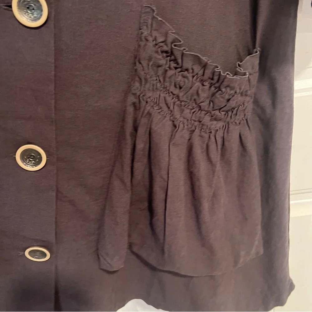 For Cynthia‎ Coffee Brown Lagenlook Linen Blend Button Up Dress. Large. NWT.
